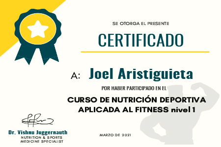 Curso de Nutrición Deportiva Aplicada Al Fitness Nivel 1
