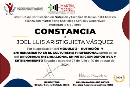 Modulo 3: Nutrición y Entrenamiento en el culturismo profesional.