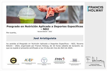 Posgrado en nutrición aplicada a deportes específicos - ND2