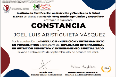 Modulo 5: Nutrición y Entrenamiento en powerlifting.