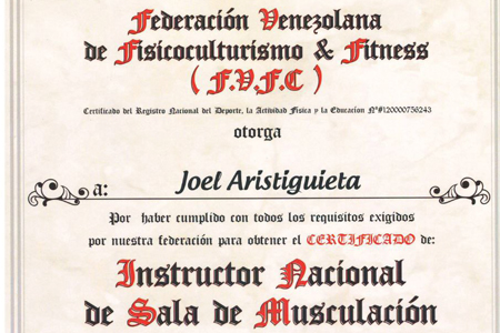 Instructor Nacional de Sala de Musculación